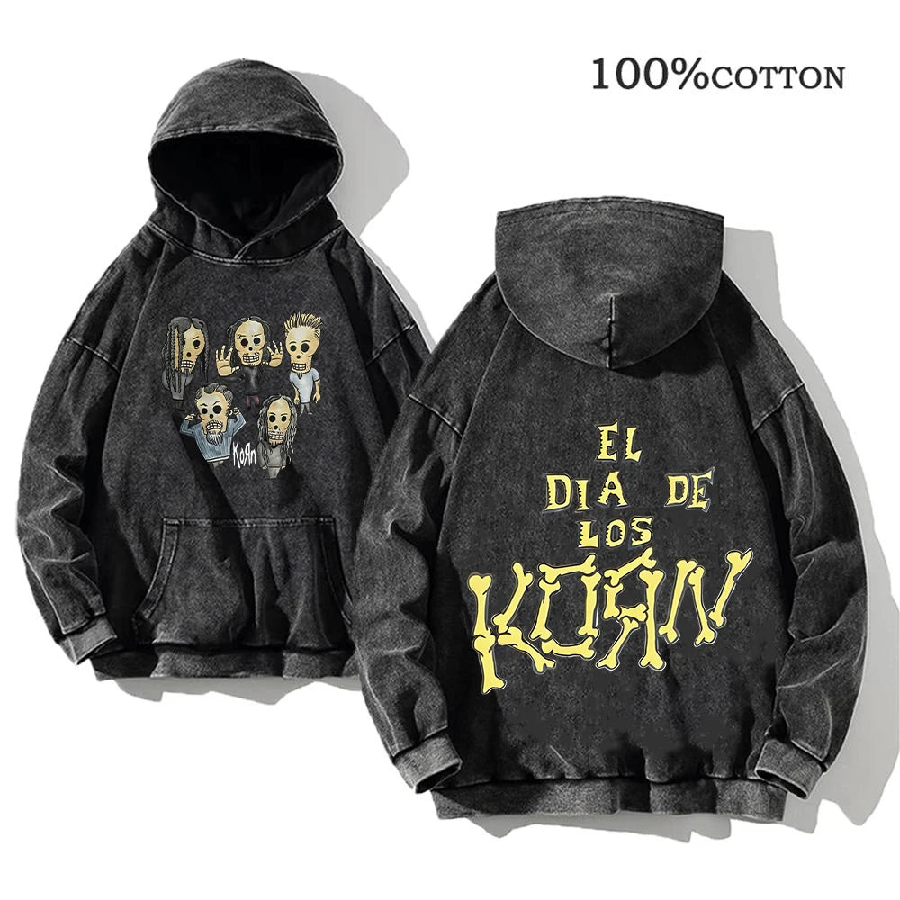 Korn Rock Band World Tour Hoodie | Vintage Washed Cotton Pullover.