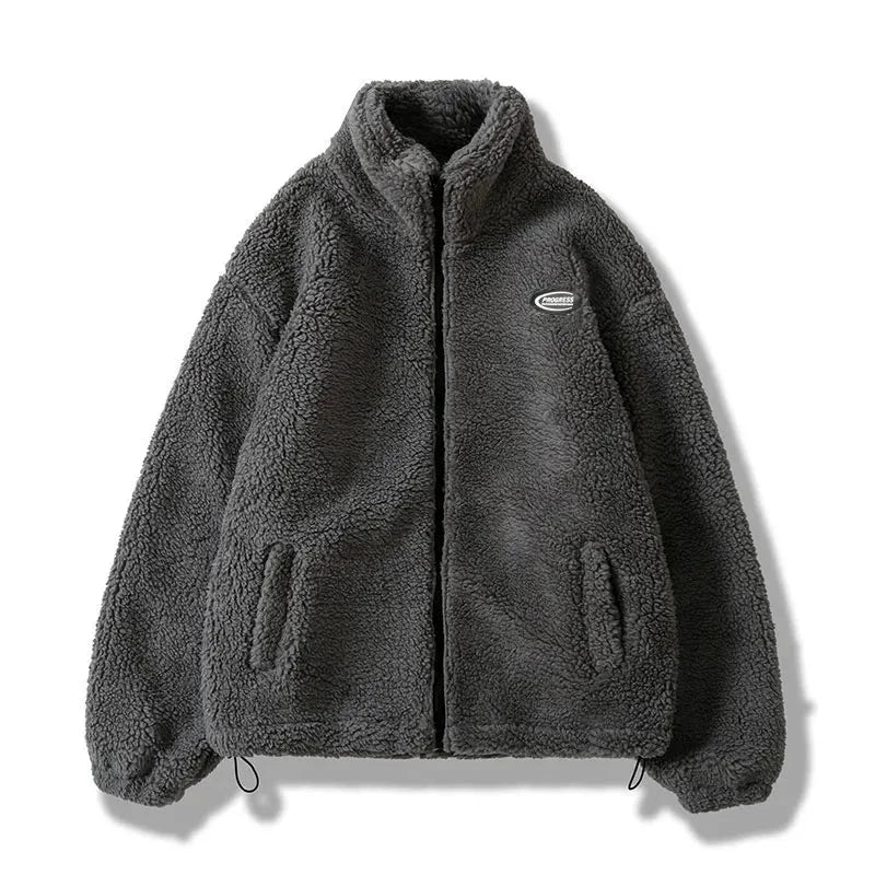 Winter Streetwear Men's Solid Lightweight Fleece Jacket - true-deals-club
