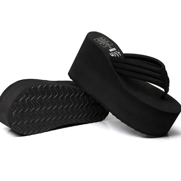 Comfy Wedge Flip Flops Black for Women: Stylish and Comfortable - true deals club