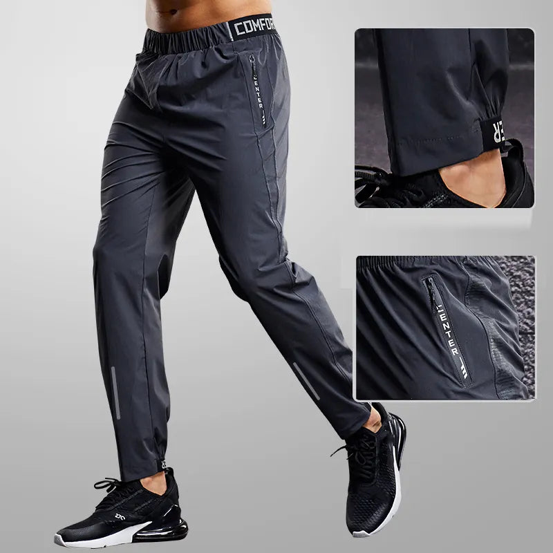 Quick Drying Men's Sport Pants: Running, Zipper Pockets, Fitness - true-deals-club