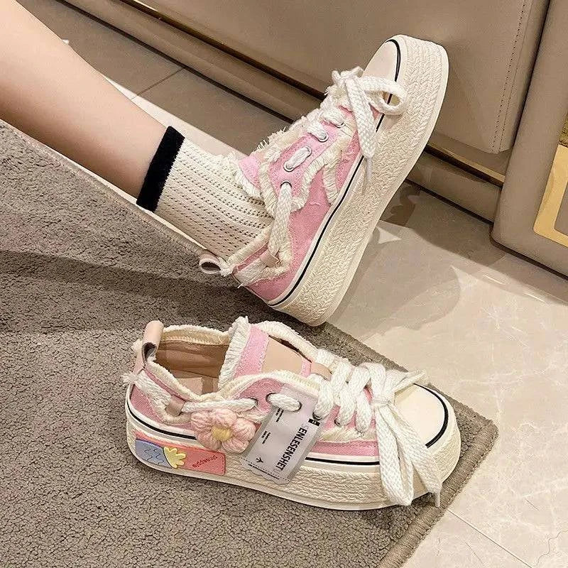 Canvas Sneakers with Thick Platform, Perfect for Teen Girls - true-deals-club