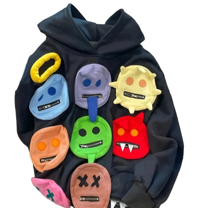 American Retro Smiley Hoodie Y2k E-Girl for Women - true-deals-club