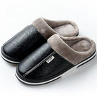 Unisex Waterproof Fur Slippers - Indoor PU Leather - true-deals-club