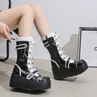 Platform Wedge Women's Punk Boots Black and White Gothic Style