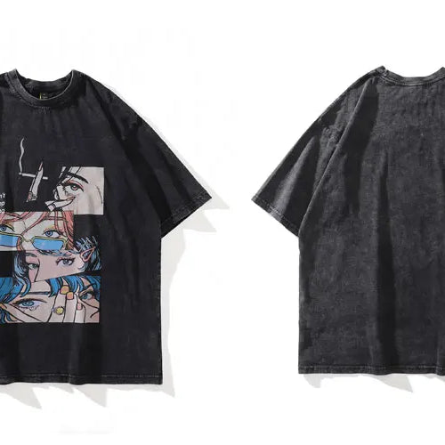 Distressed Retro Print Men's Oversize Grunge Cotton T-Shirt - true-deals-club