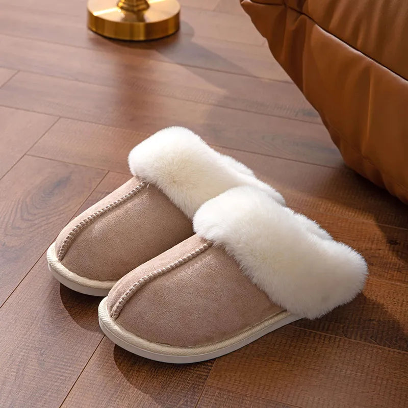 Winter Indoor Home Slippers Women's Faux Suede - true-deals-club