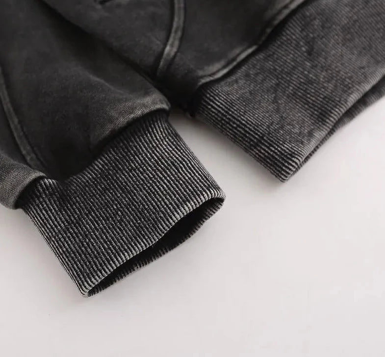 Washed Vintage Punk Goth Men's Streetwear Loose Pullover Hoodie - True-Deals-Club