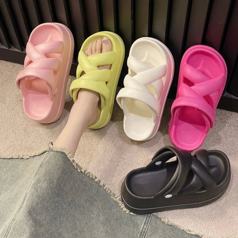 Slide Sandals: Heightened with Crossover for Women - true-deals-club