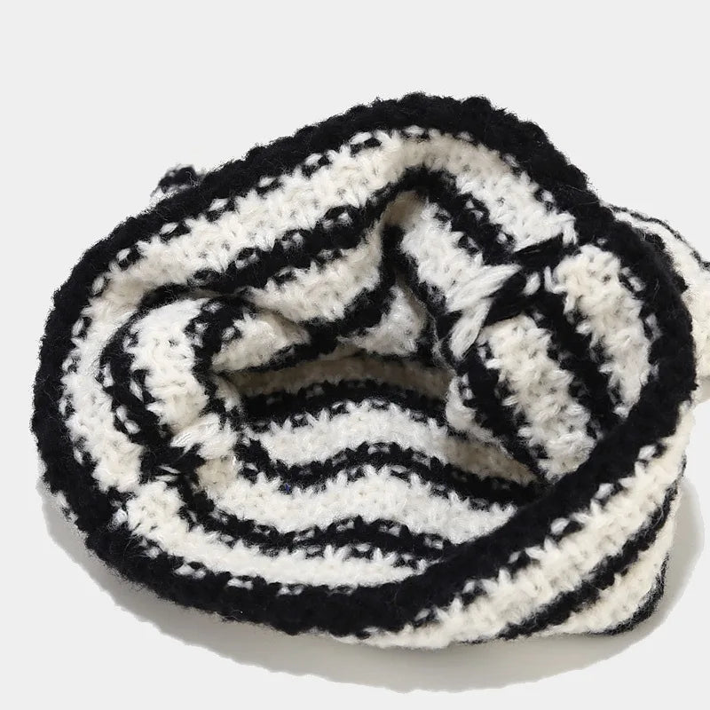 Knit Striped Beanie: Cozy Headwear Cute Cat Ears Essential - true-deals-club