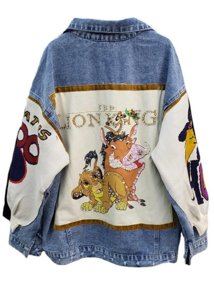 Sparkly Denim Jacket Women's - Wild Kingdom Edition - true-deals-club