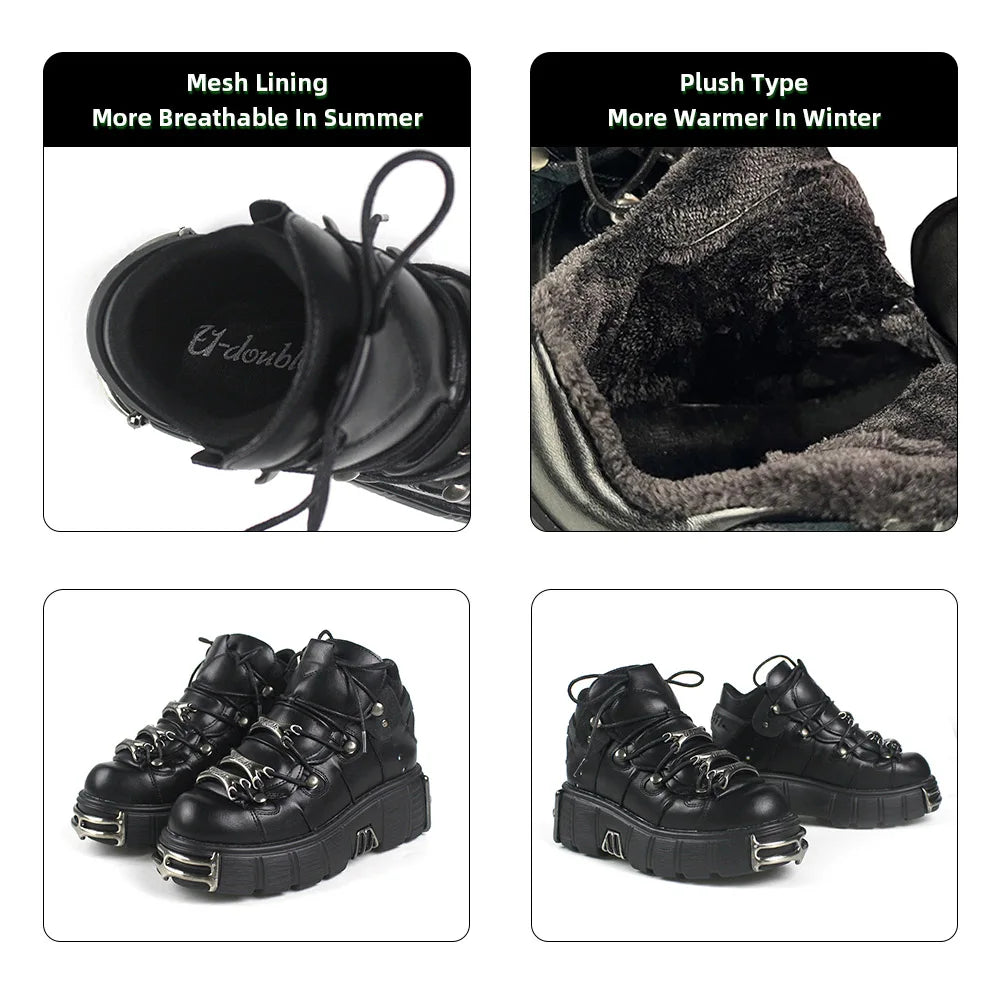 Punk Style Women's 6CM Heel Platform Goth Sneakers - True-Deals-Club