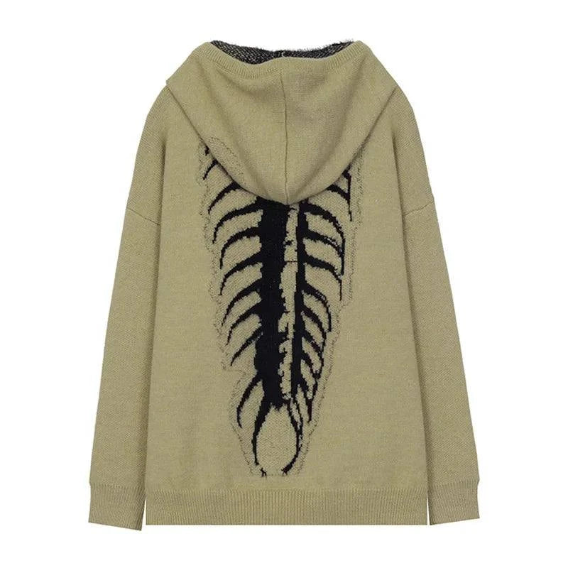 Hoodie Centipede Bone Knitted Grunge American Style Unisex - true-deals-club