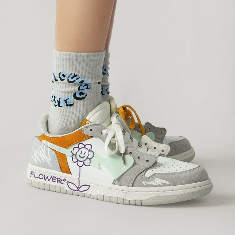 Low-top Graffiti Sneakers for Women - true-deals-club