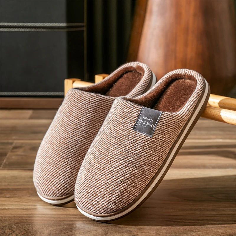 Warm Cotton Large Size Soft, Non-slip Slippers for Men - True-Deals-Club