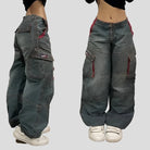 High Waisted Baggy Jeans - Multi-pocket - true-deals-club