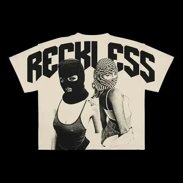 Reckless Oversized Hip-Hop Graphic T-Shirt for Men & Women – Streetwear Rap Tee