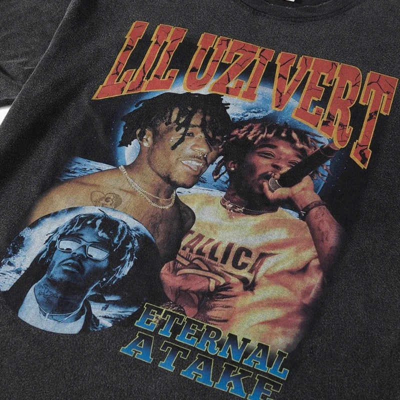 Vintage Washed Lil Uzi Vert Graphics Cotton Oversized T-Shirt - true-deals-club