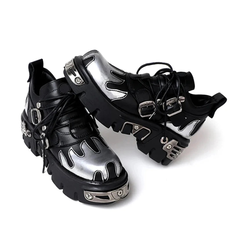 Goth Platform Sneakers for Women - Edgy Style in Classic Black - true-deals-club