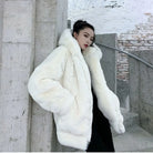 Women's Faux Fur Fluffy Hooded Winter Jacket - True-Deals-Club