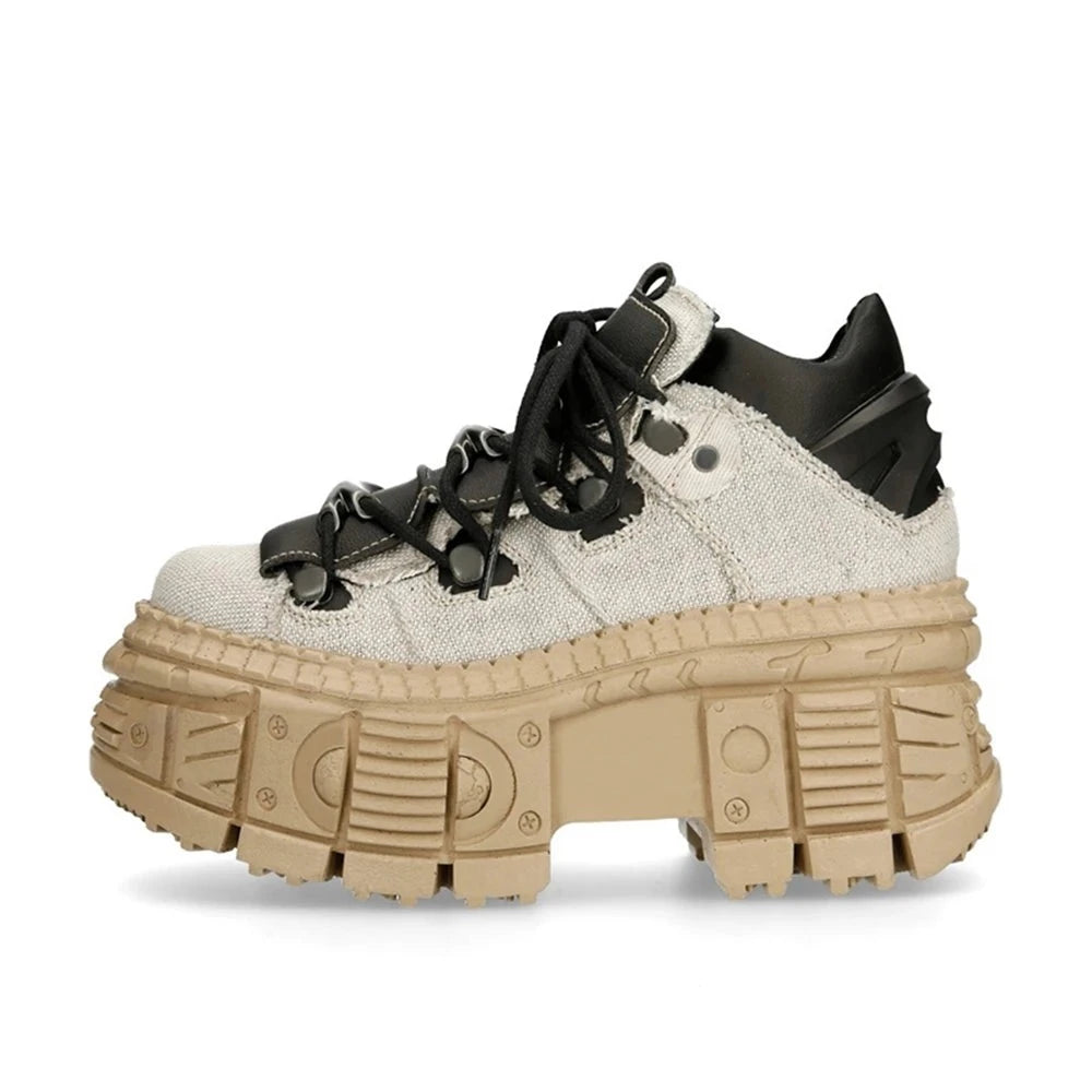 Retro Platforms Sneakers - Lace-Up, Non-Slip, Round Toe - true-deals-club