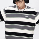 Unisex Striped T-shirts, Loose Fit, Short Sleeves - True-Deals-Club