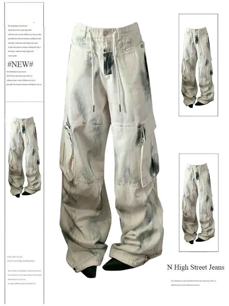 Y2K Baggy Jeans Women's White Cargo Trousers - true-deals-club