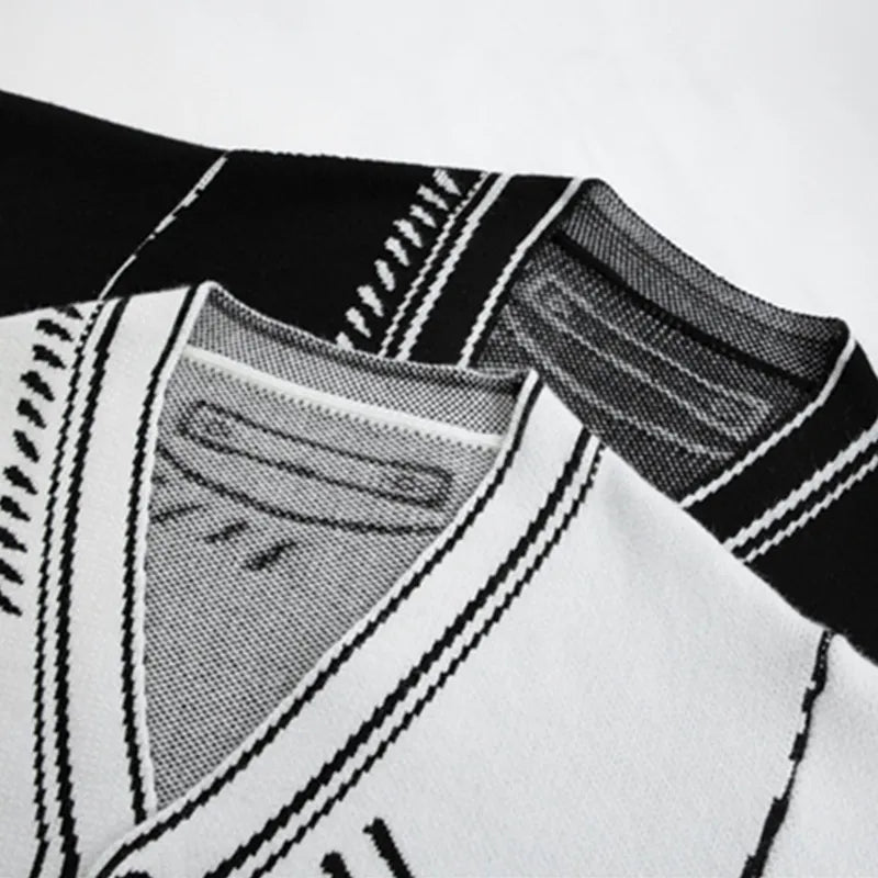 Y2K Women's Long Sleeve Streetwear Knitted V-neck Top - true-deals-club
