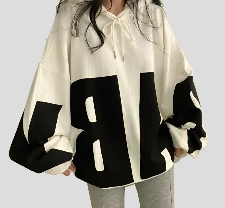 Big Letter Print Women's Hoodie Sweatshirt - true-deals-club