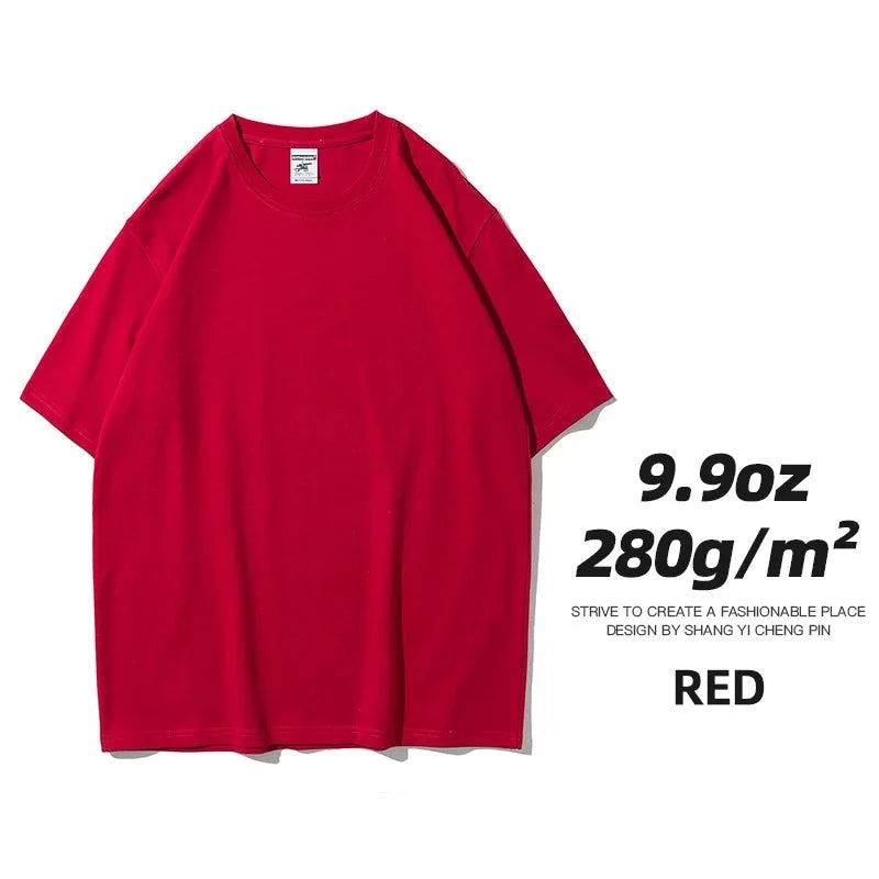 9.9oz Cotton Oversized Unisex Heavy T-Shirt Solid Color - true-deals-club