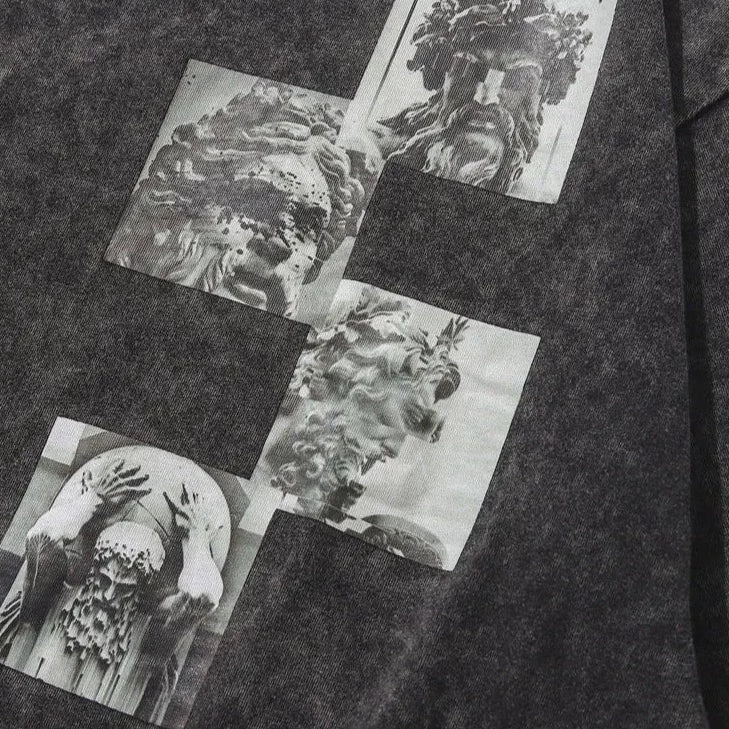 Vintage Men's Distressed Print T-Shirt - Casual Cotton Goth Style - true-deals-club