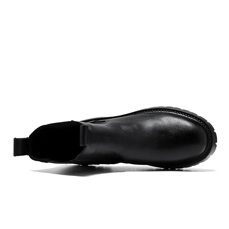 British Style Black Chelsea Boots for Men Microfiber Leather - true-deals-club