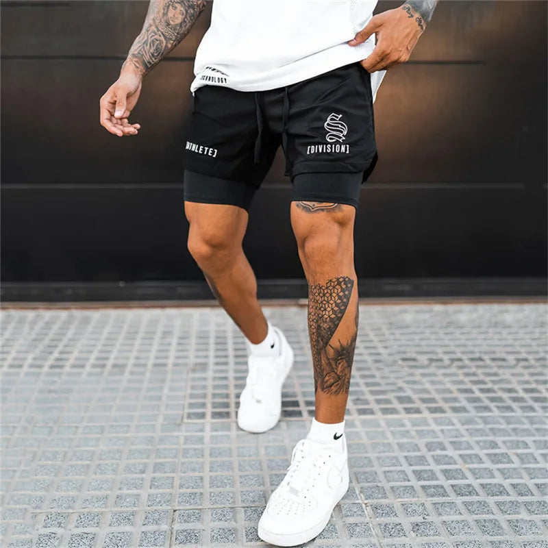 2-in-1 Running and Gym Shorts for Men Quick Dry - True-Deals-Club