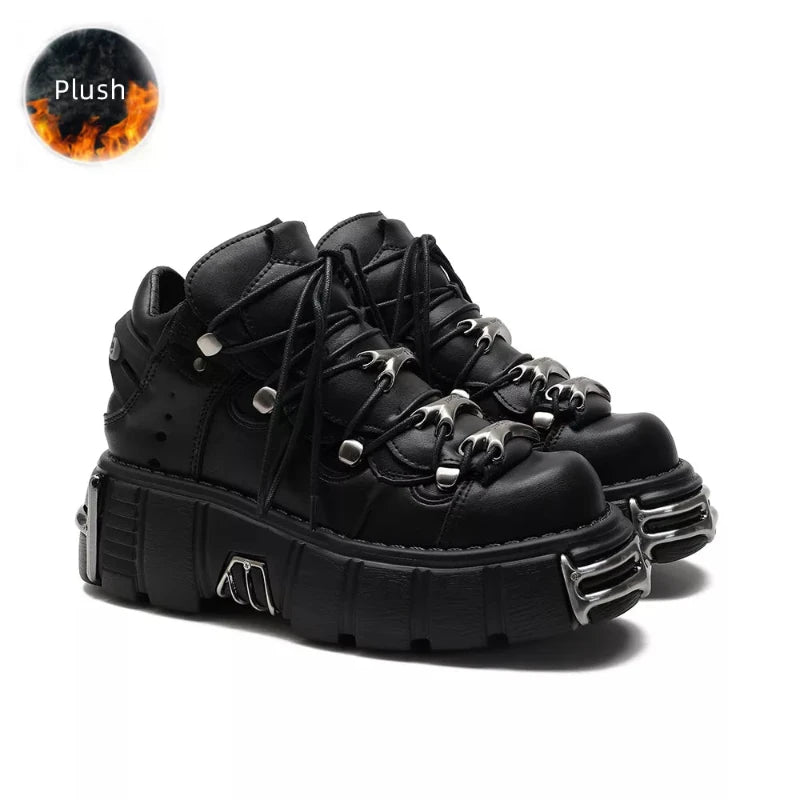 Goth Platform Sneakers for Women - Edgy Style in Classic Black - true-deals-club