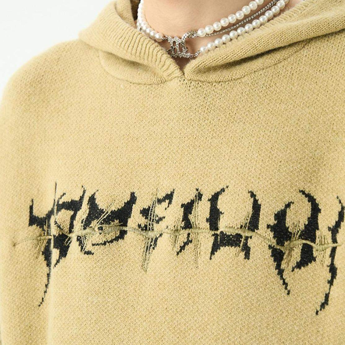 Centipede Hoodie - Bone Loose Knitted Streetwear for Men - true-deals-club