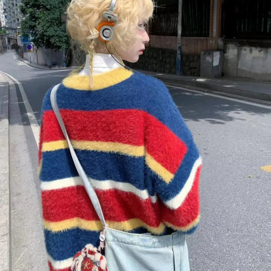 Ernie Colored Striped Knitted Sweater - true-deals-club