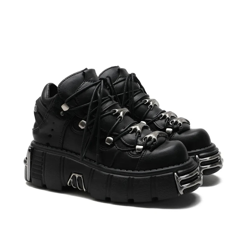 Goth Platform Sneakers for Women - Edgy Style in Classic Black - true-deals-club