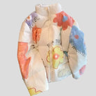 Teen Women's Winter Hand-Painted Flower Cozy Puffer Jacket - true-deals-club