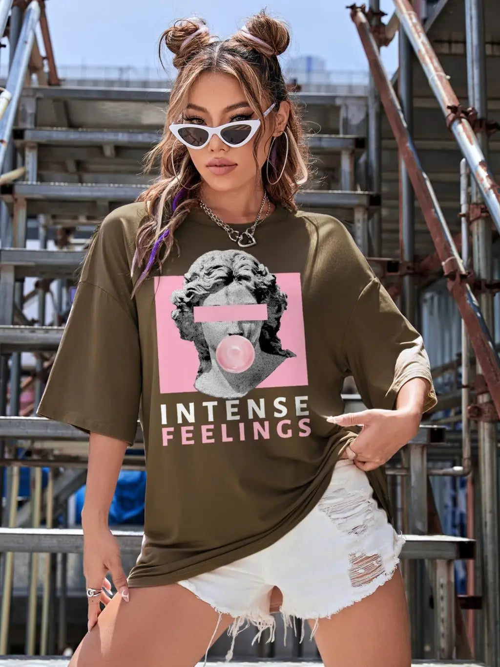 Oversized Female Intense Feelings Womens Oversized Graphic Tee - true-deals-club