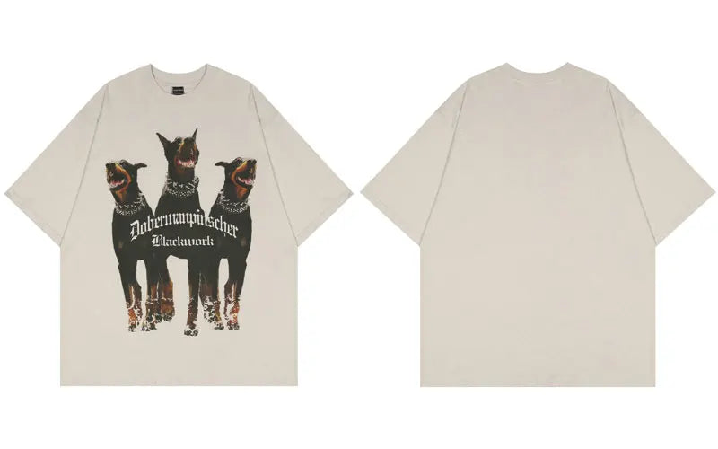 Doberman Dog Graphic Oversized Cotton T-shirt for Men - True-Deals-Club