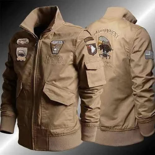 Pilot Jacket for Men - Fleece Bomber Eagle Embroidery Jacket - true deals club