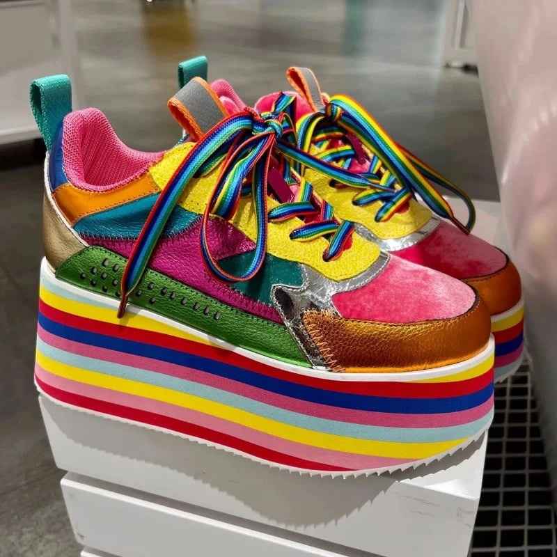 Colorful High Platform Women's Sneakers Spring/Autumn - true-deals-club