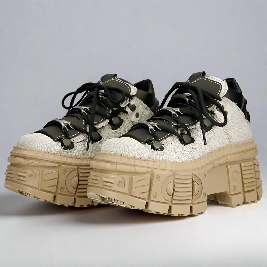 Retro Platforms Sneakers - Lace-Up, Non-Slip, Round Toe - true-deals-club