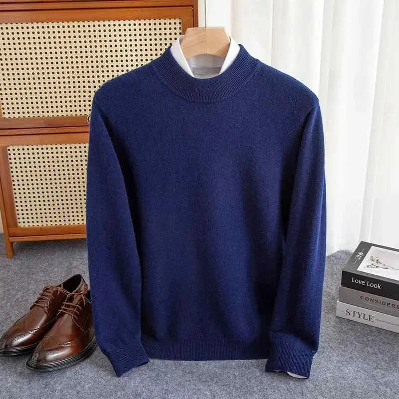 Sweater for Men | Men's 100% Wool Pullover Half-high Collar Sweater - true deals club