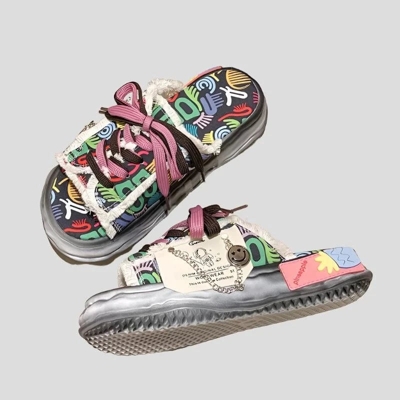 Sneaker Slippers: Women's Artistic Platform Shoes - true-deals-club
