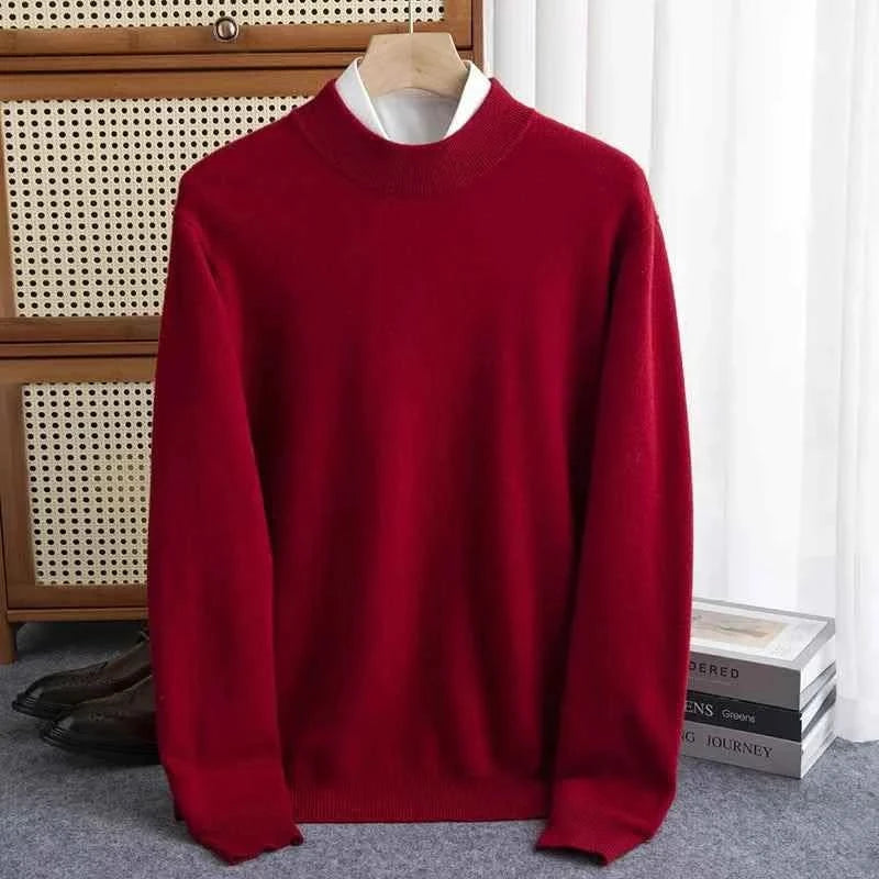 Sweater for Men | Men's 100% Wool Pullover Half-high Collar Sweater - true deals club