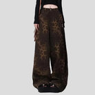 Wide Leg Denim Pants with Print - true-deals-club