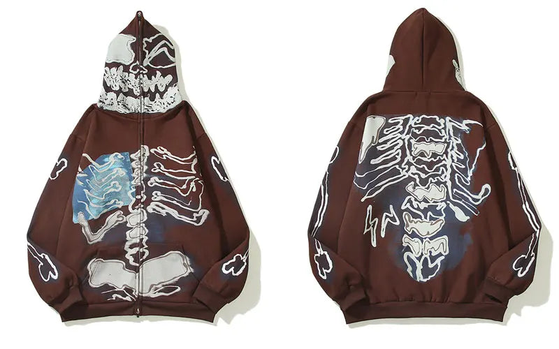 skull zip up hoodie - true deals club