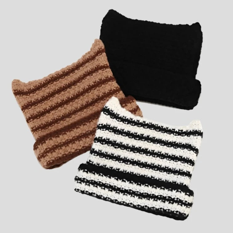 Knit Striped Beanie: Cozy Headwear Essential for Winter Style - true-deals-club