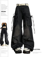 Emo Pants Baggy Black Denim Gothic Women's Cargo Jeans - true-deals-club