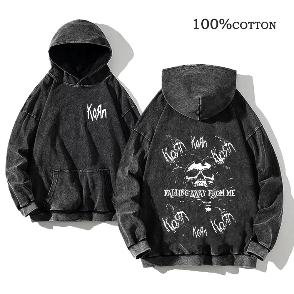 Korn Rock Band World Tour Hoodie | Vintage Washed Cotton Pullover.